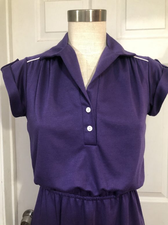 Retro Purple Cotton Shirt Dress