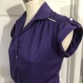 Retro Purple Cotton Shirt Dress - Image 4