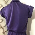 Retro Purple Cotton Shirt Dress - Image 5